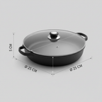 Multi-Purpose Cast Iron Skillet with Lid and Ear Handles (25cm)