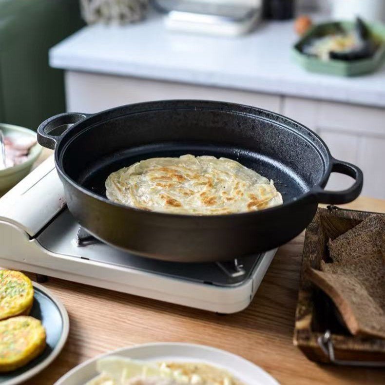 Multi-Purpose Cast Iron Skillet with Lid and Ear Handles (25cm)