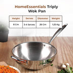 Multi-Purpose Non-Stick Tri-Ply Stainless Steel Wok(26 cm)