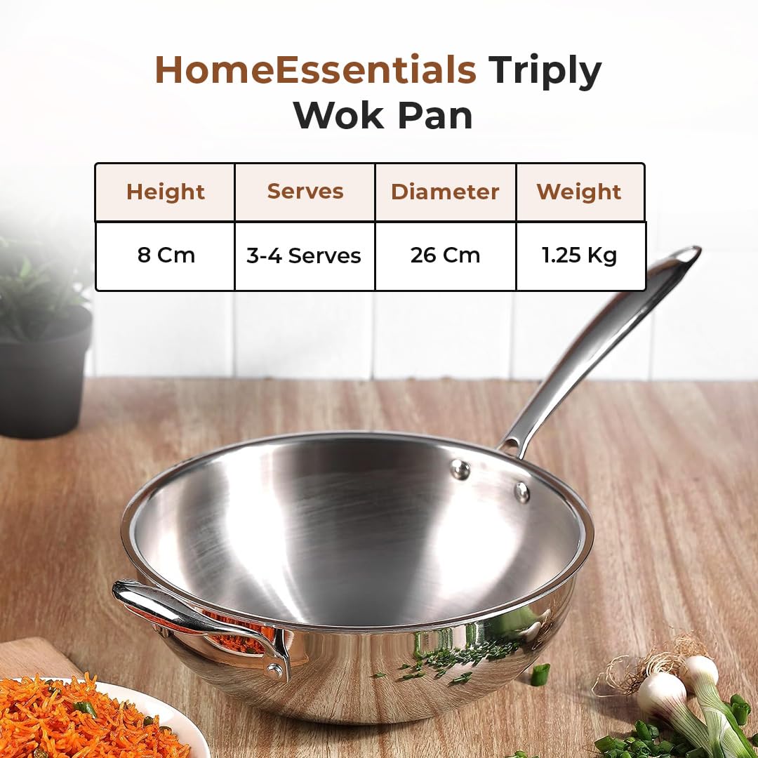 Multi-Purpose Non-Stick Tri-Ply Stainless Steel Wok(26 cm)