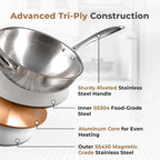 Multi-Purpose Non-Stick Tri-Ply Stainless Steel Wok(26 cm)