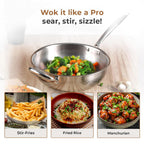 Multi-Purpose Non-Stick Tri-Ply Stainless Steel Wok(26 cm)
