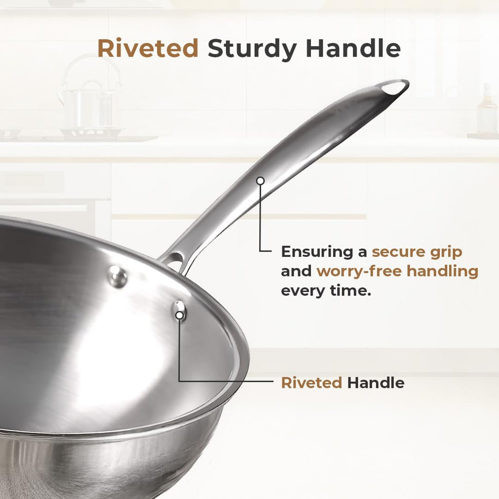 Multi-Purpose Non-Stick Tri-Ply Stainless Steel Wok(26 cm)