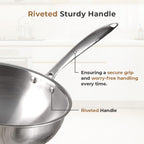 Multi-Purpose Non-Stick Tri-Ply Stainless Steel Wok(26 cm)