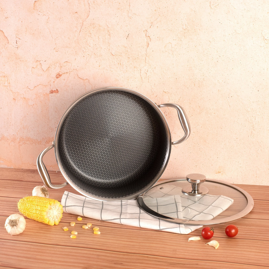 Multi-Purpose Stainless Steel Honeycomb Soup Pot with Lid (24cm)