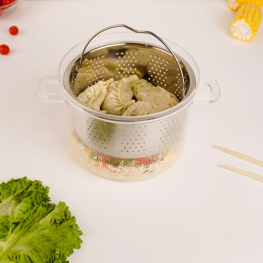 Multifunctional Borosilicate Glass and Stainless Steel Steamer Pot