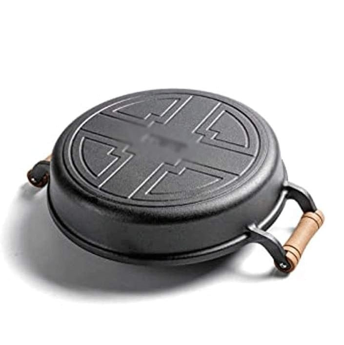 Multi-Functional Cast Iron Non-Stick Frying Pan With Lid & Ear Handles(30cm)