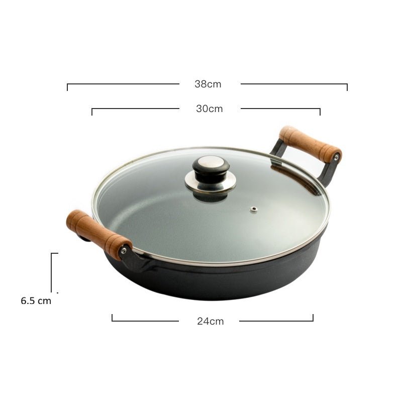 Multi-Functional Cast Iron Non-Stick Frying Pan With Lid & Ear Handles(30cm)