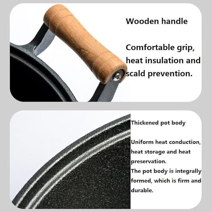 Multi-Functional Cast Iron Non-Stick Frying Pan With Lid & Ear Handles(30cm)