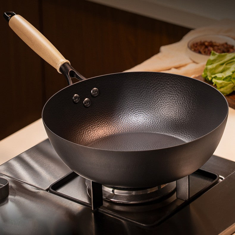 Wrought Iron Deep Frying Pan with Glass Lid