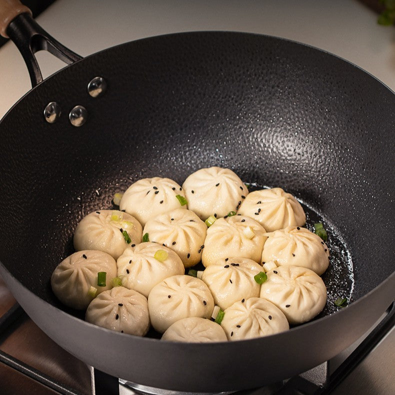Wrought Iron Deep Frying Pan with Glass Lid