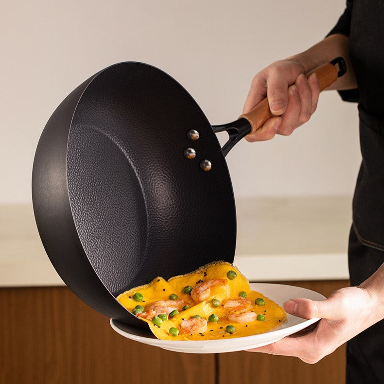 Wrought Iron Deep Frying Pan with Glass Lid