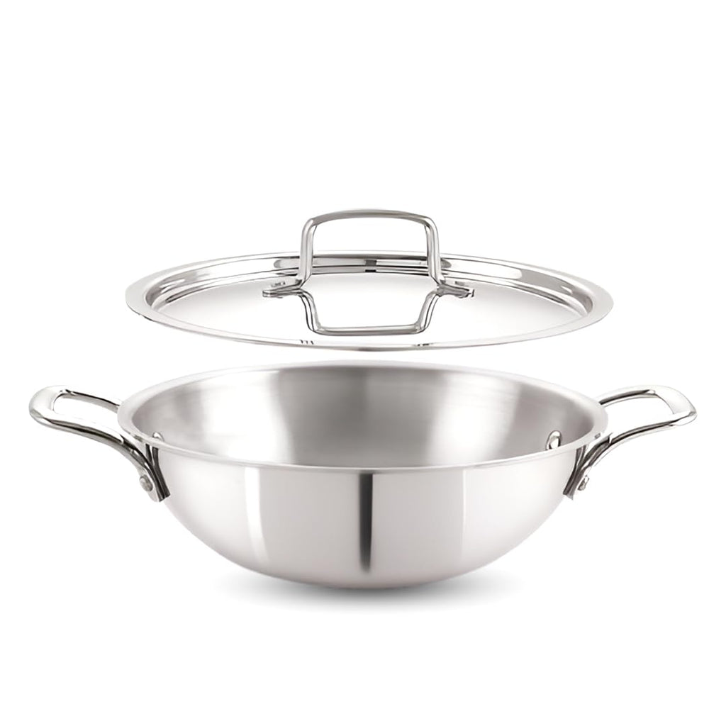 Premium Tri-Ply Stainless Steel Kadai With Lid(24cm)