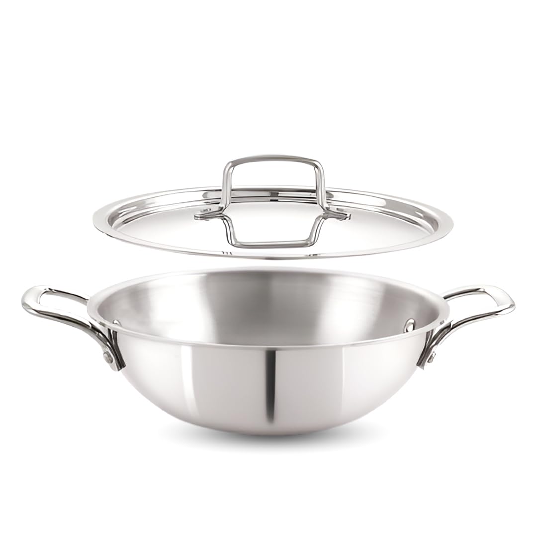 Premium Tri-Ply Stainless Steel Kadai With Lid(24cm)