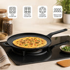 Heavy Duty Cast Iron Long Handle Tawa with Silicone Grip(28cm)