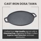 Heavy-Duty Cast Iron Cooking Tawa with Silicone Grip(30cm)