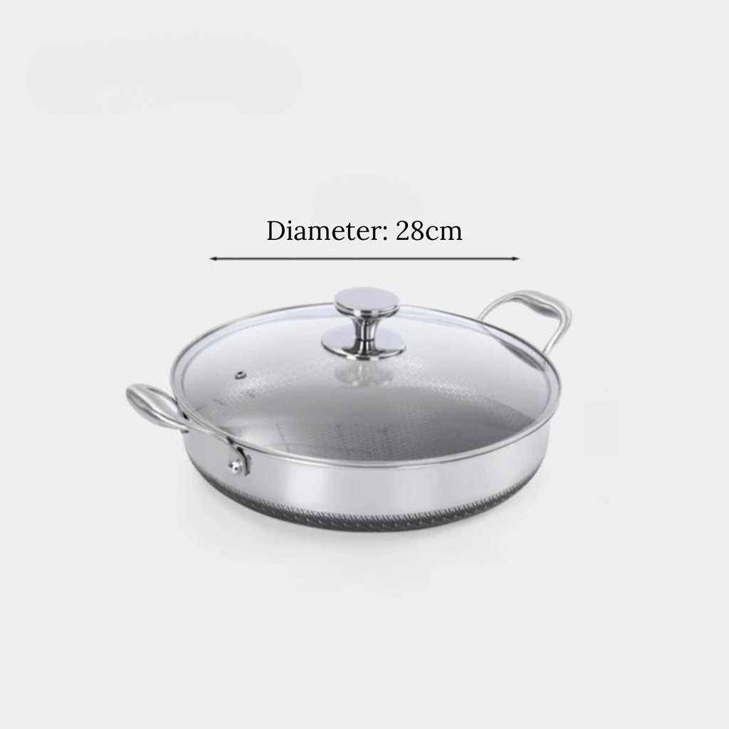 Multi-Purpose Stainless Steel Honeycomb Non-Stick Pan with Lid (28 cm)
