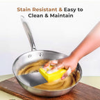 Versatile Tri-Ply Stainless Steel Fry Pan With Lid(24cm)