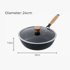 Wrought Iron Deep Frying Pan with Glass Lid