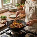Heavy-Duty Natural Cast Iron Kadai with Silicone Grip(24cm)